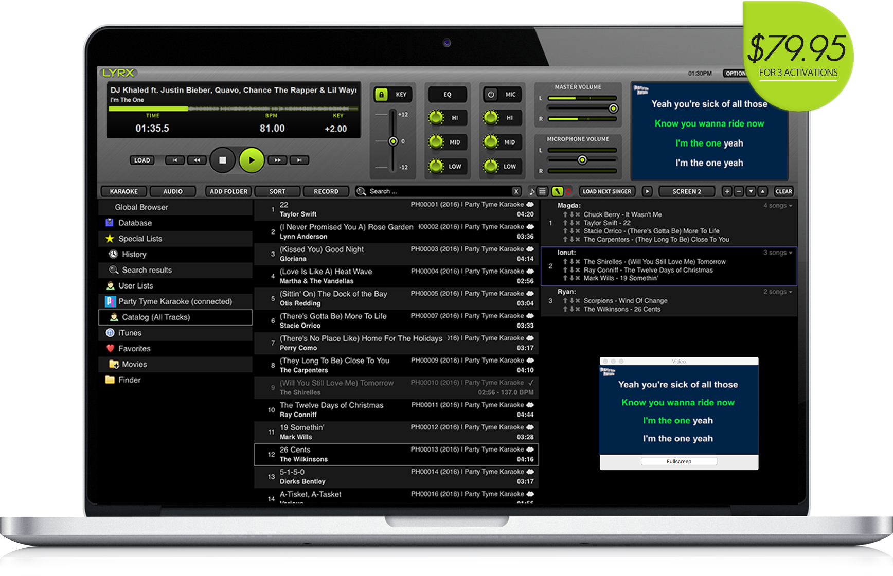 LYRX karaoke software for MAC and Windows